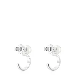 Silver and Pearl Icon Pearl Earrings