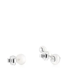 Silver and Pearl Icon Pearl Earrings