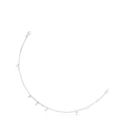 Silver and pearl TOUS Cool Joy Anklet with charms