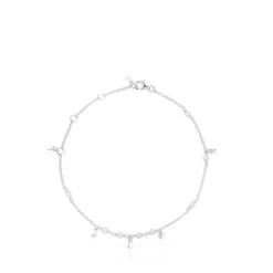 Silver and pearl TOUS Cool Joy Anklet with charms