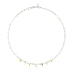 Silver and silver vermeil Virtual Garden Necklace with charms and cultured pearls