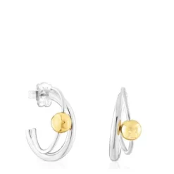 Silver and silver vermeil Plump Double hoop earrings