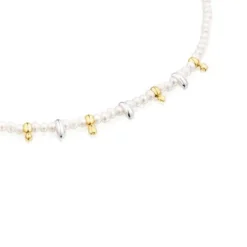 Silver and silver vermeil Virtual Garden Necklace with charms and cultured pearls