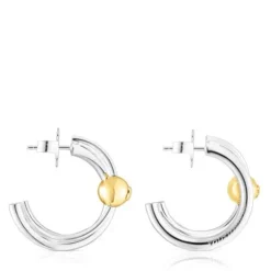 Silver and silver vermeil Plump Double hoop earrings