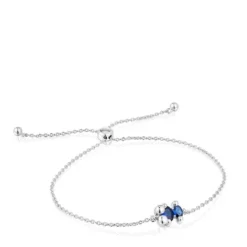 Silver bear motif chain Bracelet with laboratory-grown lilac-colored sapphire Color Bear LGG