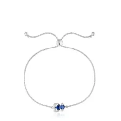 Silver bear motif chain Bracelet with laboratory-grown lilac-colored sapphire Color Bear LGG
