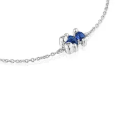 Silver bear motif chain Bracelet with laboratory-grown lilac-colored sapphire Color Bear LGG