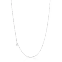 Silver Bold Bear Necklace with oval rings