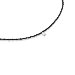 Silver Bold Bear Necklace with onyx and bear charm