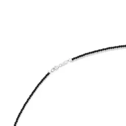 Silver Bold Bear Necklace with onyx and bear charm