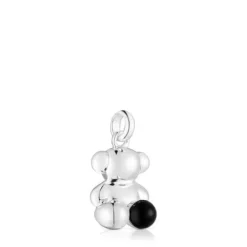 Silver Bold Bear pendant with onyx