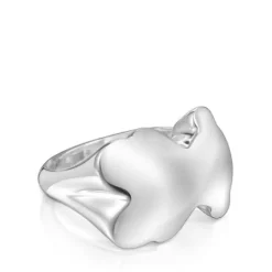 Silver Bold Motif bear Signet ring