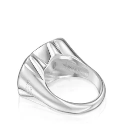 Silver Bold Motif bear Signet ring
