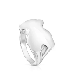 Silver Bold Motif bear Signet ring