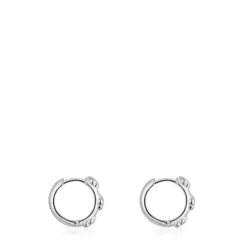 Silver Bold Motif flower motif Hoop earrings