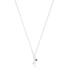Silver Bold Motif Necklace with a rhodolite flower