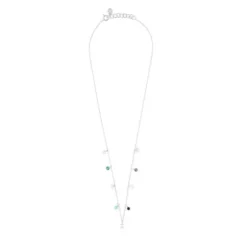 Silver Bold Motif Necklace with gemstones and motifs