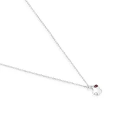 Silver Bold Motif Necklace with a rhodolite flower