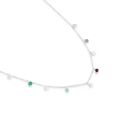Silver Bold Motif Necklace with gemstones and motifs