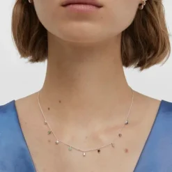 Silver Bold Motif Necklace with gemstones and motifs