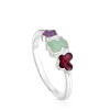 Silver Bold Motif Ring with gemstones and motifs