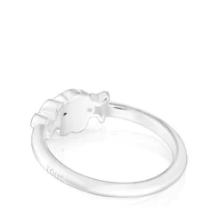 Silver Bold Motif Ring with an amazonite bear