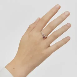 Silver Bold Motif Ring with amethyst