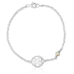Silver Camee Bracelet with Pearl