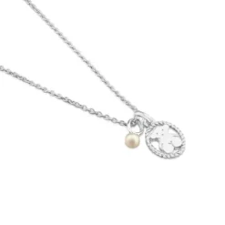 Silver Camee Necklace with Pearl