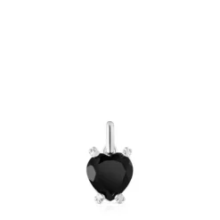 Silver Color Pills Heart pendant with onyx