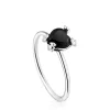 Silver Color Pills Heart ring with onyx