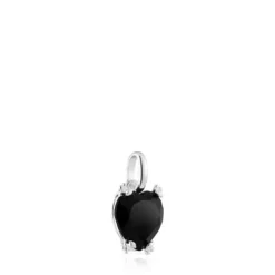 Silver Color Pills Heart pendant with onyx