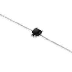 Silver Color Pills Heart bracelet with onyx