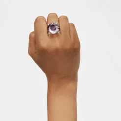 Silver Color Pills Ring with amethyst