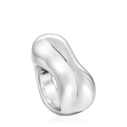 Silver domed heart Ring Tabit