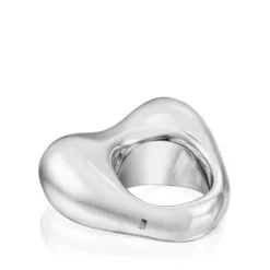 Silver domed heart Ring Tabit