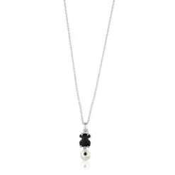 Silver Erma Necklace with Onyx, Pearl and Spinel