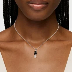 Silver Erma Necklace with Onyx, Pearl and Spinel