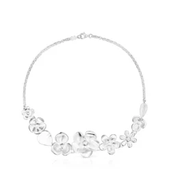 Silver Fragile Nature flowers Necklace