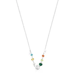 Silver Fragile Nature Necklace with Gemstones