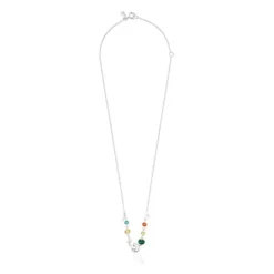 Silver Fragile Nature Necklace with Gemstones