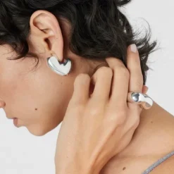 Silver heart Earrings Tabit