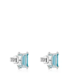 Silver Heart earrings with topaz Color Pills