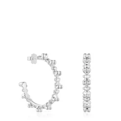 Silver hoop Earrings with bear motifs Bold Bear