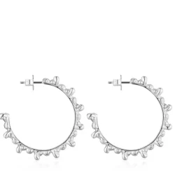 Silver hoop Earrings with bear motifs Bold Bear