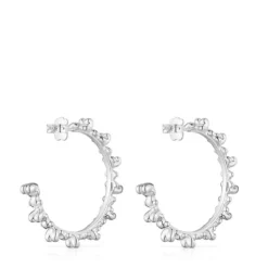 Silver hoop Earrings with bear motifs Bold Bear