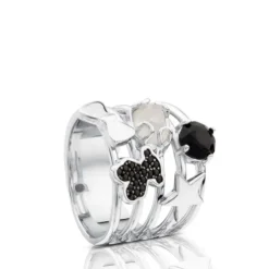 Silver Join Ring with Gemstones