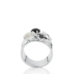 Silver Join Ring with Gemstones
