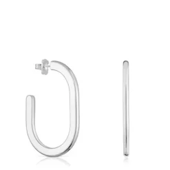 Silver long Hoop earrings Line