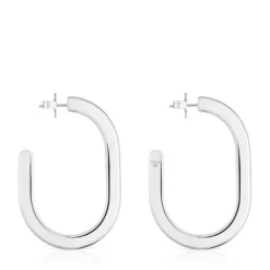 Silver long Hoop earrings Line